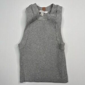 LUNYA Cozy Cotton Silk Crop Tank Top Ribbed Gray Comfy Luxury Lounge Summer XS